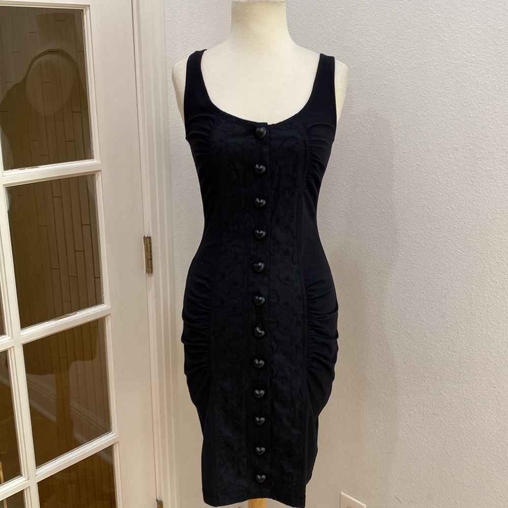 Vintage 🖤 80s Y2K Betsey Johnson Black Stretch Body-con Dress, NWOT, Size Small